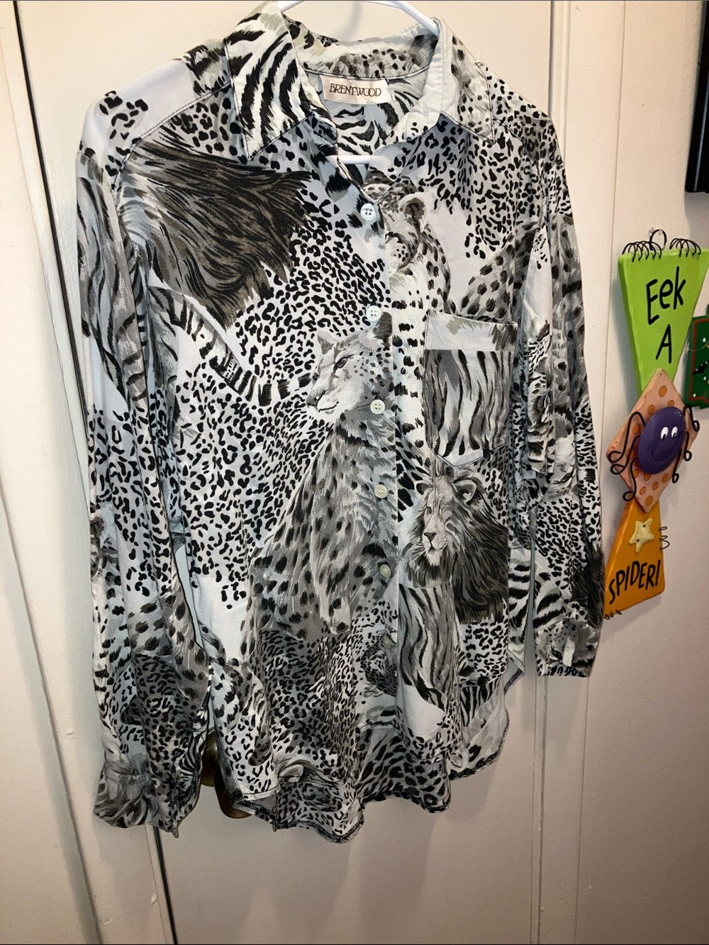 Brentwood Black & White Animal Print Button-Down Shirt